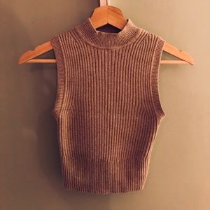 Mock Turtle Neck Cropped Sweater Top